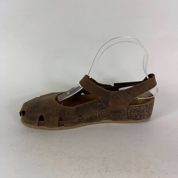 BioNatura Solo Mary Jane Cork Sandal Women's 8 Brown Distressed Leather Slip-On - Picture 6 of 10